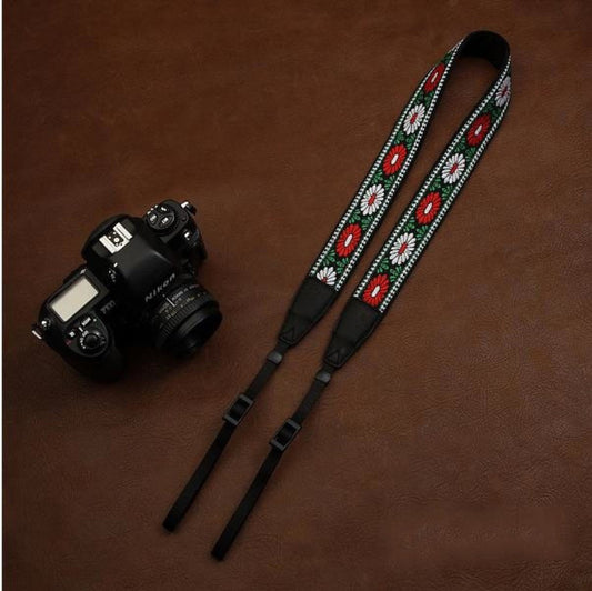 DSLR Camera Cotton Handmade Camera Strap Red Flower 7540 - icambag