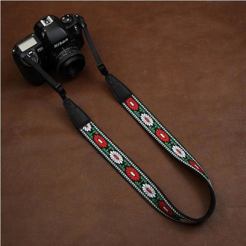 DSLR Camera Cotton Handmade Camera Strap Red Flower 7540 - icambag