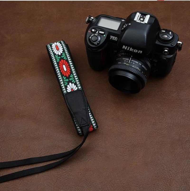 DSLR Camera Cotton Handmade Camera Strap Red Flower 7540 - icambag