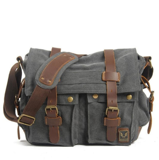 Dark Gray Leather Camera Bag - icambag