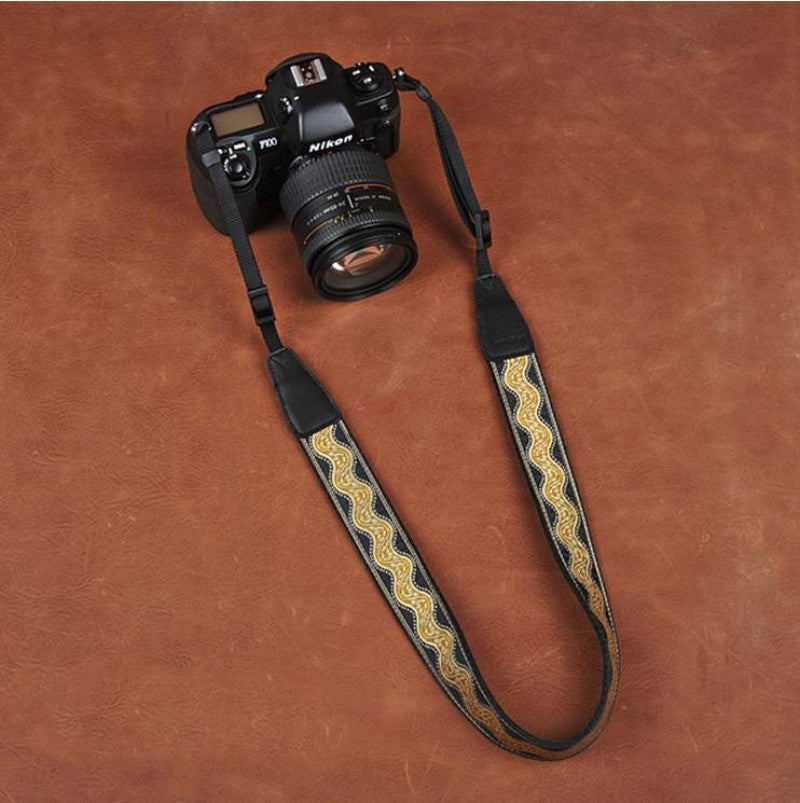 Embroidered Style DSLR Moire patterns  Canon Handmade Leather Camera Strap 8485 - icambag