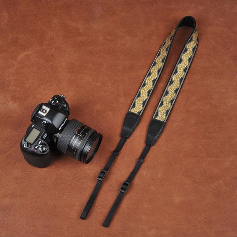 Embroidered Style DSLR Moire patterns  Canon Handmade Leather Camera Strap 8485 - icambag