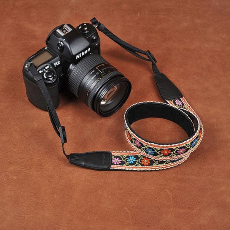 Embroidered Style Retro Strap  Handmade Leather Camera Strap 8417 - icambag