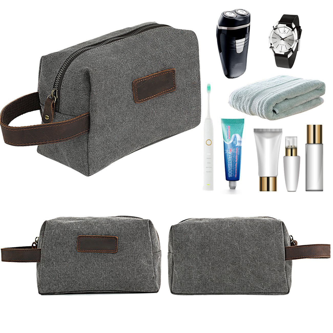 Toiletry Bag for Men Women Waterproof Portable Shaving Dopp Kit Cosmetic Makeup Organizer Pouch Bag Travel Accessories Bag - icambag