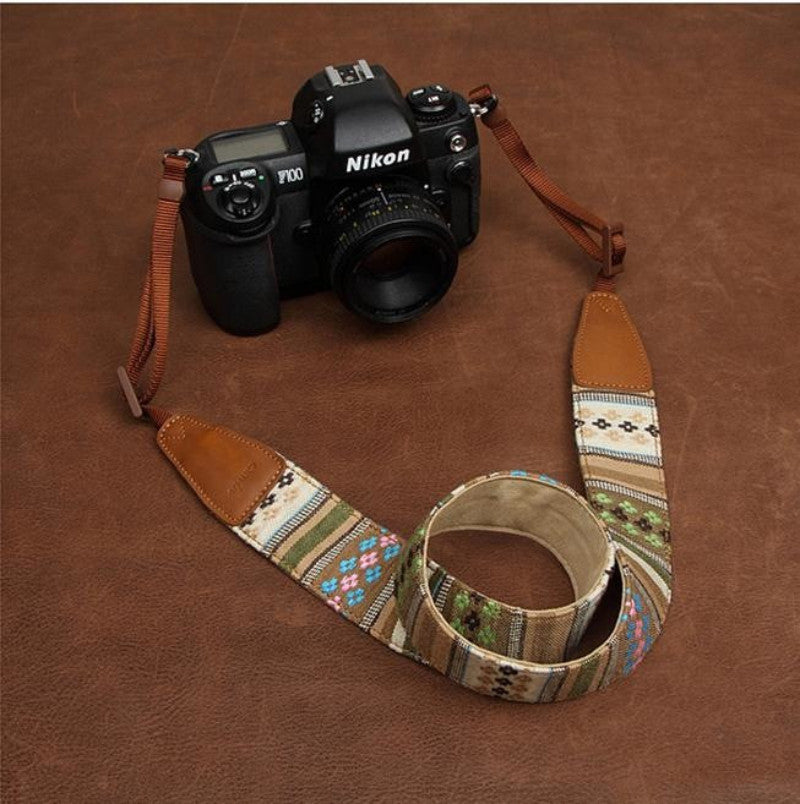 Indian Pinstripe Strap  Handmade Leather Camera Strap Bohemia Style Holiday 7225 - icambag