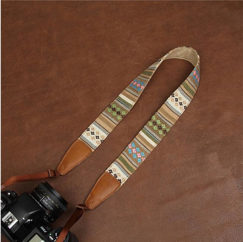 Indian Pinstripe Strap  Handmade Leather Camera Strap Bohemia Style Holiday 7225 - icambag