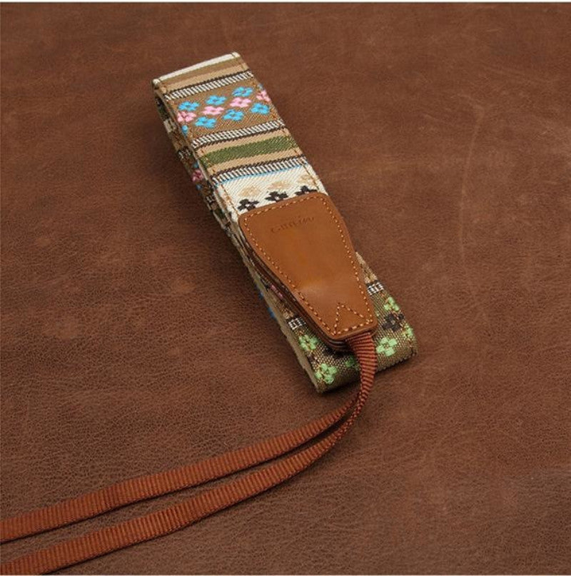 Indian Pinstripe Strap  Handmade Leather Camera Strap Bohemia Style Holiday 7225 - icambag