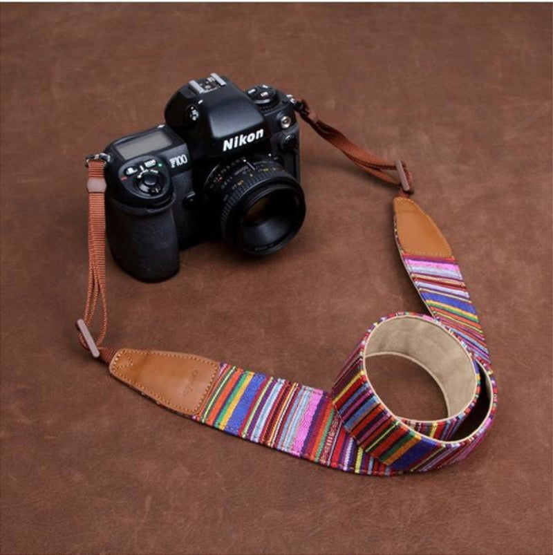 Indian Pinstripe Strap Handmade Leather Camera Strap Style Holiday-7205 - icambag