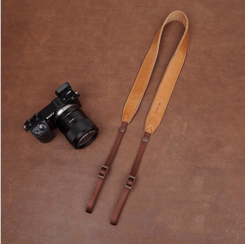 Light Brown Handmade DSLR Leather Camera Strap - 2298 - icambag