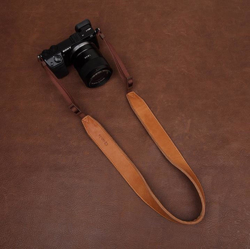 Light Brown Handmade DSLR Leather Camera Strap - 2298 - icambag