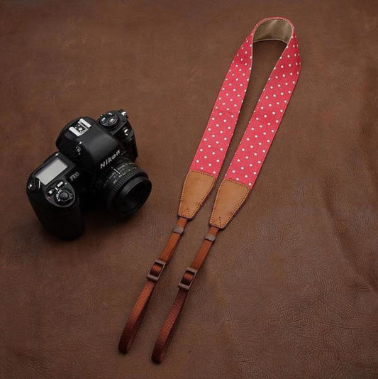 Lovely White Dot DSLR Camera Birthday Present Cotton Handmade Camera Strap 7114 - icambag