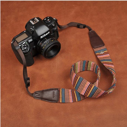 Canon Stripe Handmade Leather Camera Strap - 8270 - icambag