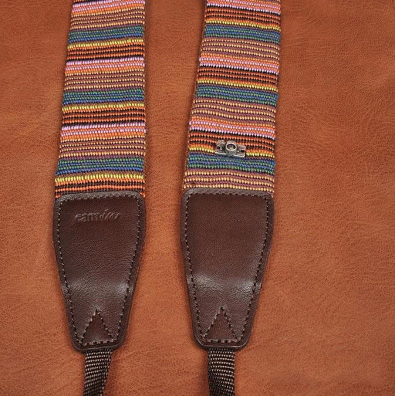 Canon Stripe Handmade Leather Camera Strap - 8270 - icambag