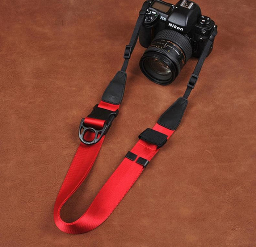 Ninja Style Red Handmade Leather Camera Strap 8813 - icambag