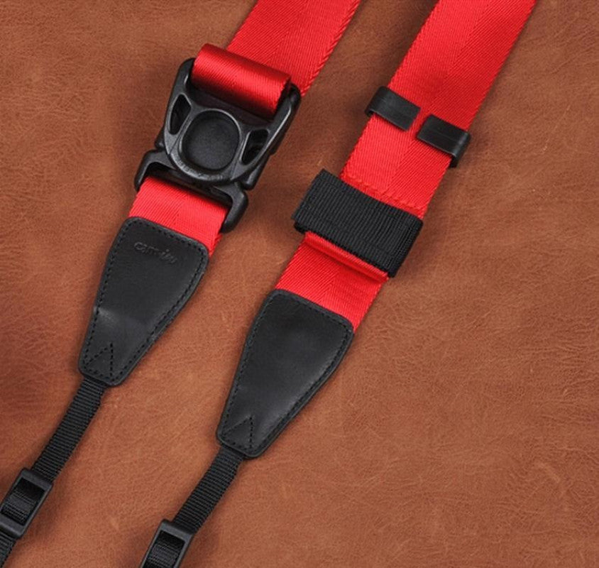 Ninja Style Red Handmade Leather Camera Strap 8813 - icambag