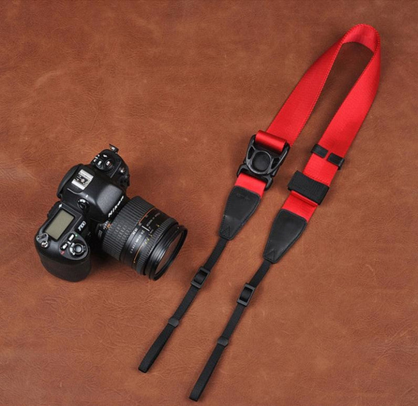 Ninja Style Red Handmade Leather Camera Strap 8813 - icambag