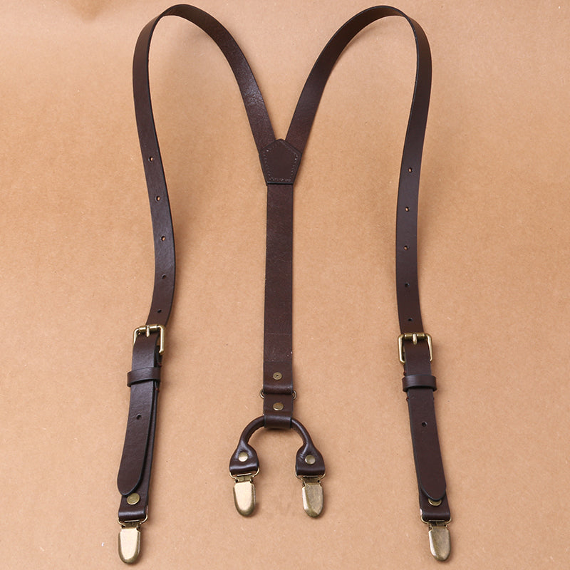 Personalized Groomsman Gifts Handmade Wedding Suspender Mens Suspenders Leather Four Clip - icambag