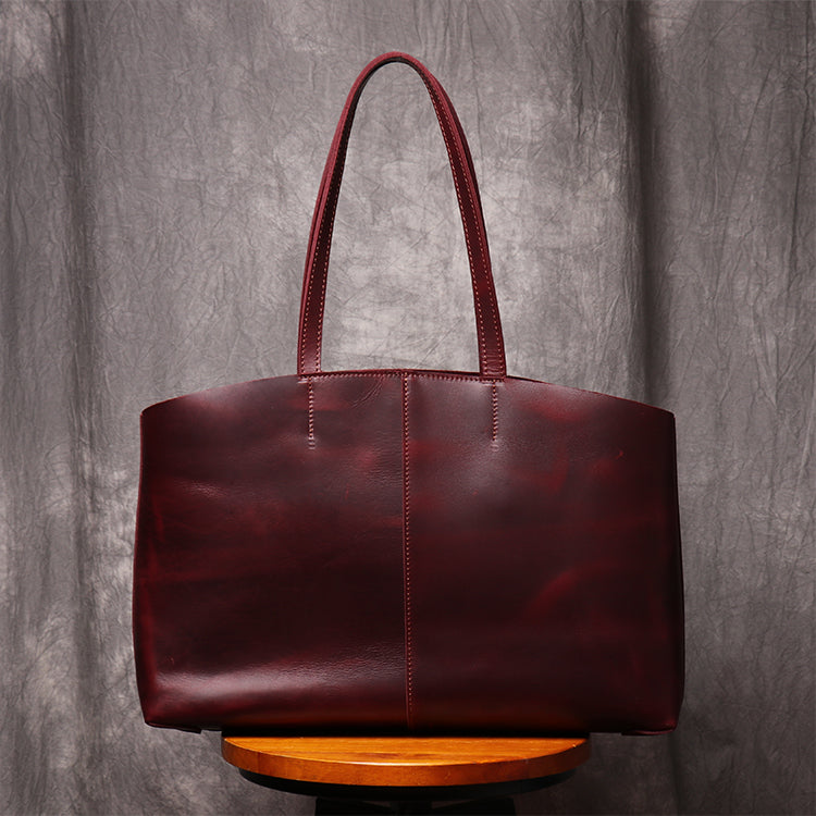Genuine Leather Tote Bag Leather Handbag Gift for Women Leather Purse Leather Book Bag - icambag