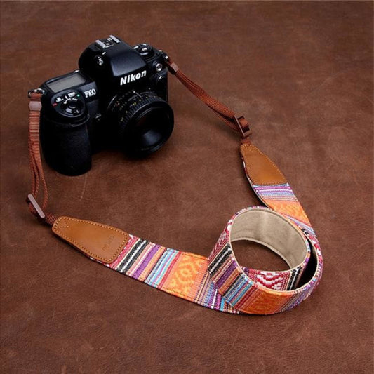 Orange Sony Stripe Handmade Leather Camera Strap Christmas Birthday Gifts 7222 - icambag