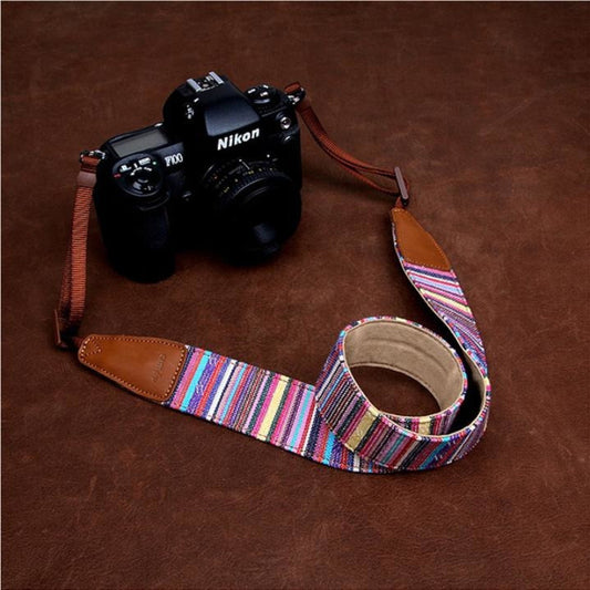 Purple Stripe Strap SLR Camera Strap Camera Strap DSLR Camera Strap Bohemian Series 7224 - icambag