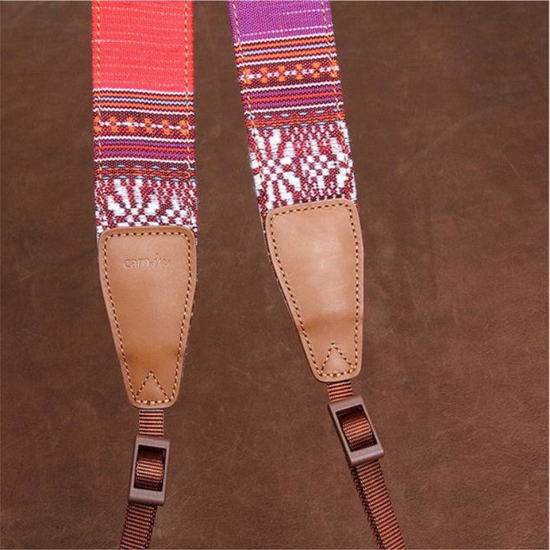 Stripe Colorful Handmade Leather Camera Strap Bohemia Style CS065 - icambag