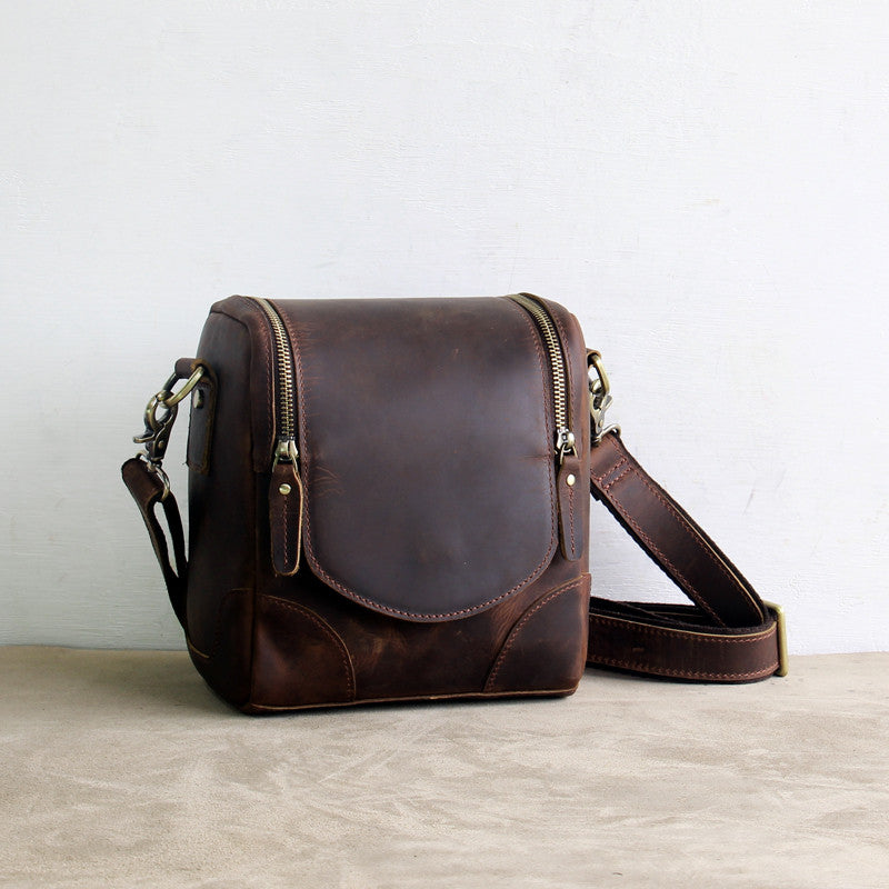 Vintage Small Leather DSLR Men and Women Camera Bag - icambag