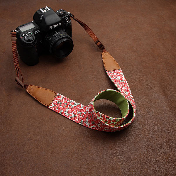Lovely Strawberry Cowboy Handmade Leather Camera Strap 7120 - icambag