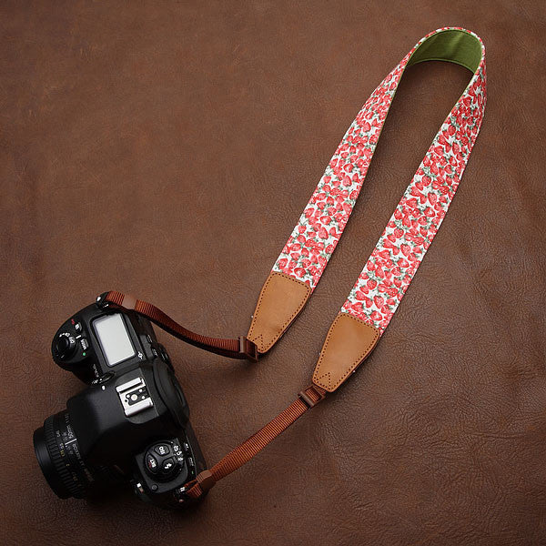Lovely Strawberry Cowboy Handmade Leather Camera Strap 7120 - icambag