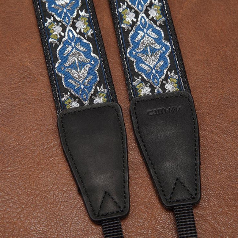 Weaving Style Blue Argyle Strap  Handmade Leather Camera Strap 8410 - icambag