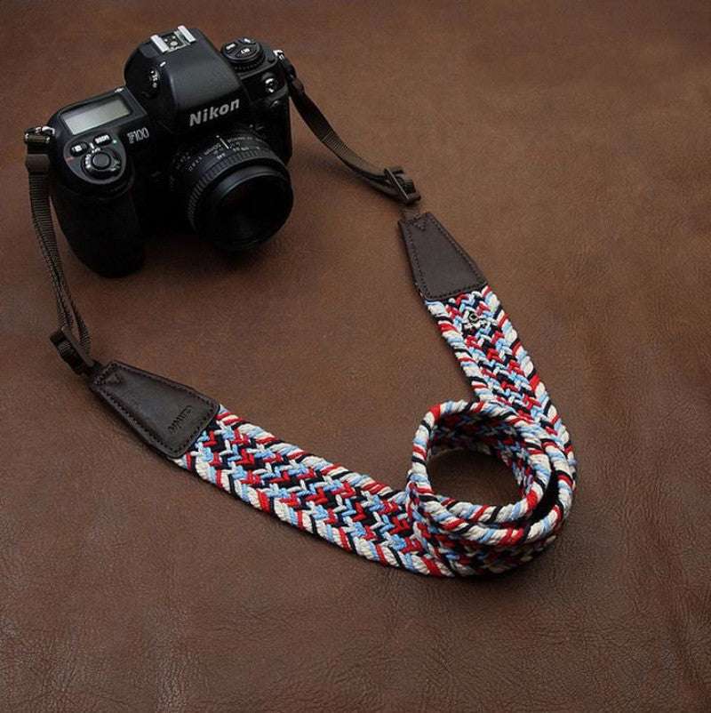 Weaving Style DSLR Color Handmade Leather Camera Strap 8799 - icambag