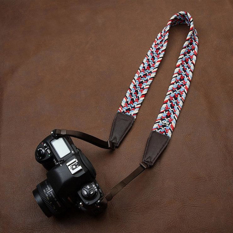 Weaving Style DSLR Color Handmade Leather Camera Strap 8799 - icambag