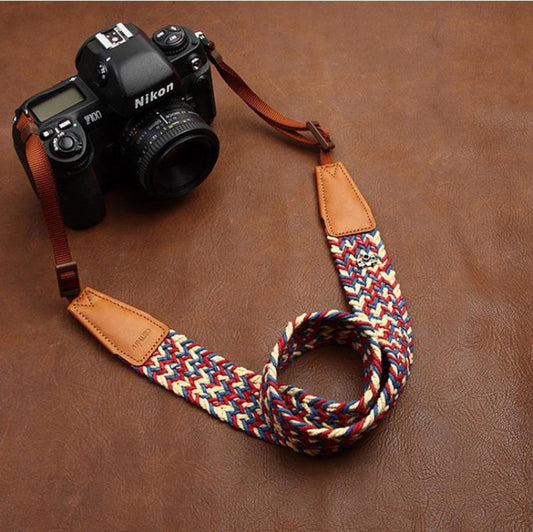 Weaving Style Purple Handmade Leather Camera Strap 8782 - icambag