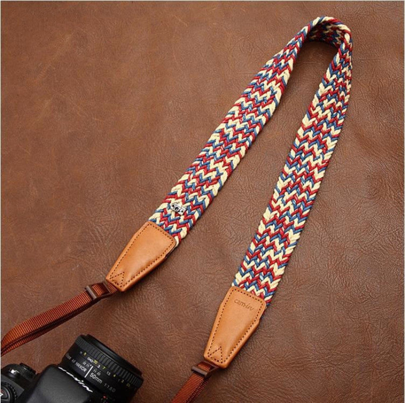 Weaving Style Purple Handmade Leather Camera Strap 8782 - icambag