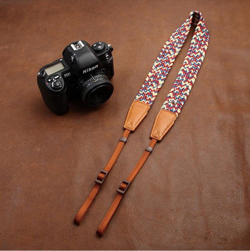Weaving Style Purple Handmade Leather Camera Strap 8782 - icambag