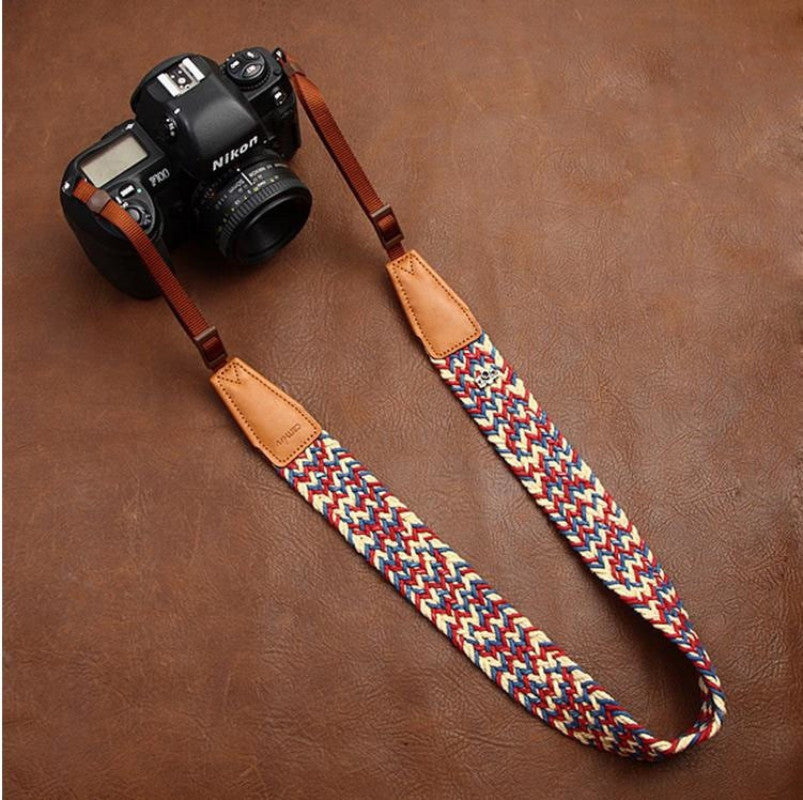 Weaving Style Purple Handmade Leather Camera Strap 8782 - icambag