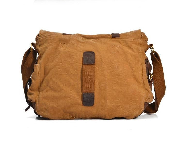 Yellow DSLR Canvas Leather Camera Bag - icambag