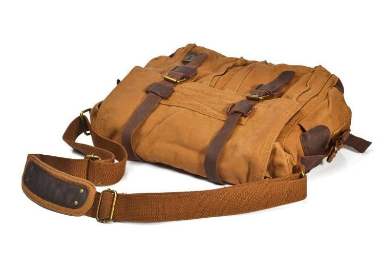 Yellow DSLR Canvas Leather Camera Bag - icambag