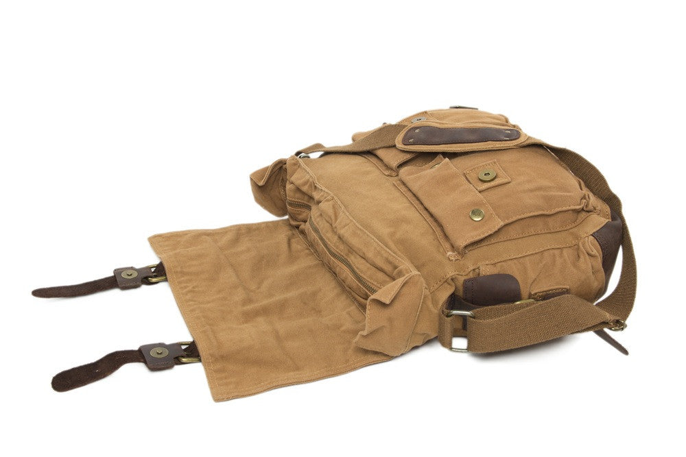Yellow DSLR Vintage Leather Camera Bag - icambag