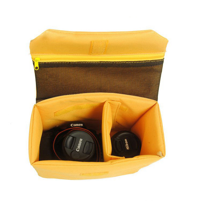 Yellow DSLR Camera Bag Insert One Body Two Lens B36 - icambag