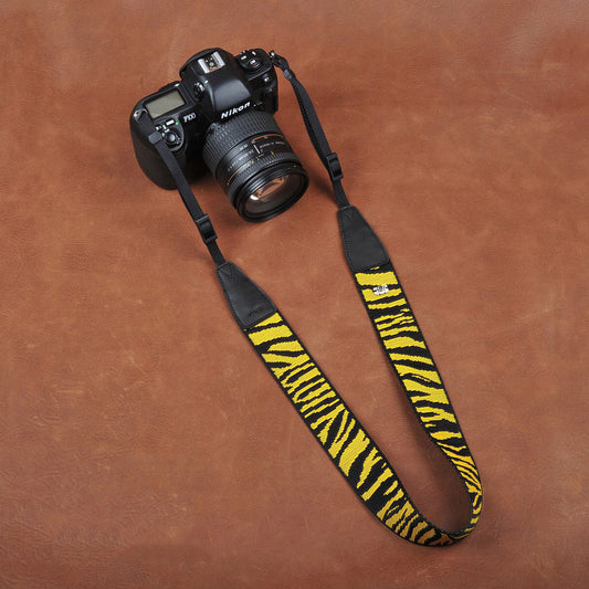 Cotton Tiger Stripe Strap Leather DSLR Camera Strap 8264 - icambag