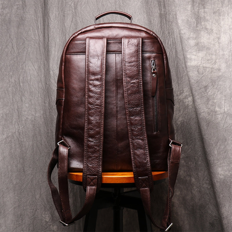 Backpack Head Layer Cowhide Leather Retro Travel Bag Casual Computer Package Fashion Women Backpack - icambag