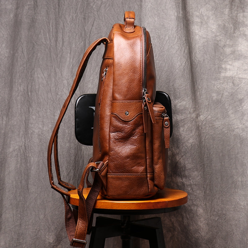 Backpack Head Layer Cowhide Leather Retro Travel Bag Casual Computer Package Fashion Women Backpack - icambag