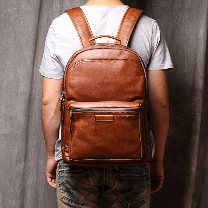 Backpack Head Layer Cowhide Leather Retro Travel Bag Casual Computer Package Fashion Women Backpack - icambag