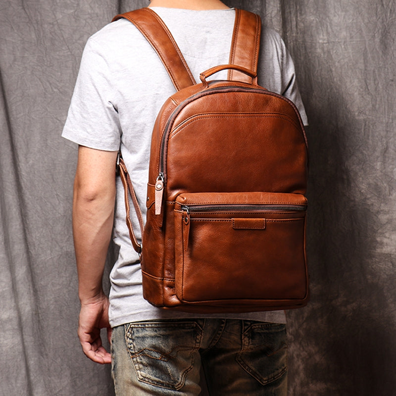 Backpack Head Layer Cowhide Leather Retro Travel Bag Casual Computer Package Fashion Women Backpack - icambag