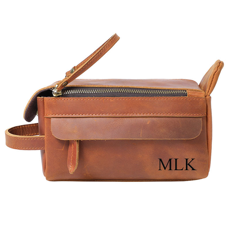 Personalized Groomsmen Gift, Dopp Kit Bag Customized Leather Toiletry Bag Monogram Mens Toiletry Bag