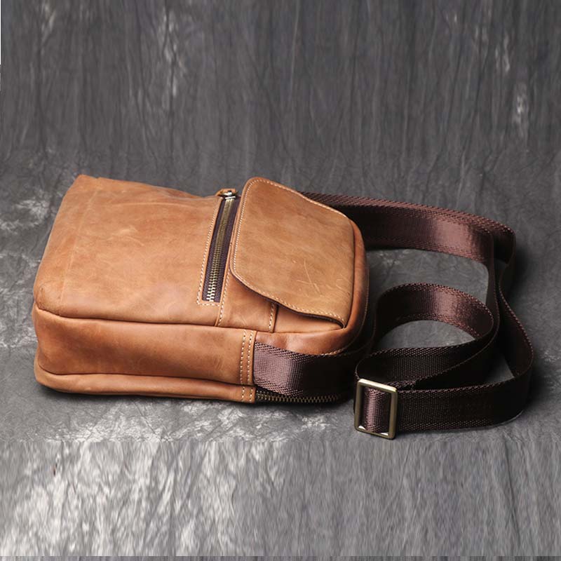 Leather Shoulder Bag For Men,Leather Shoulder Bag Message Bag Casual Cross Body Bag - icambag