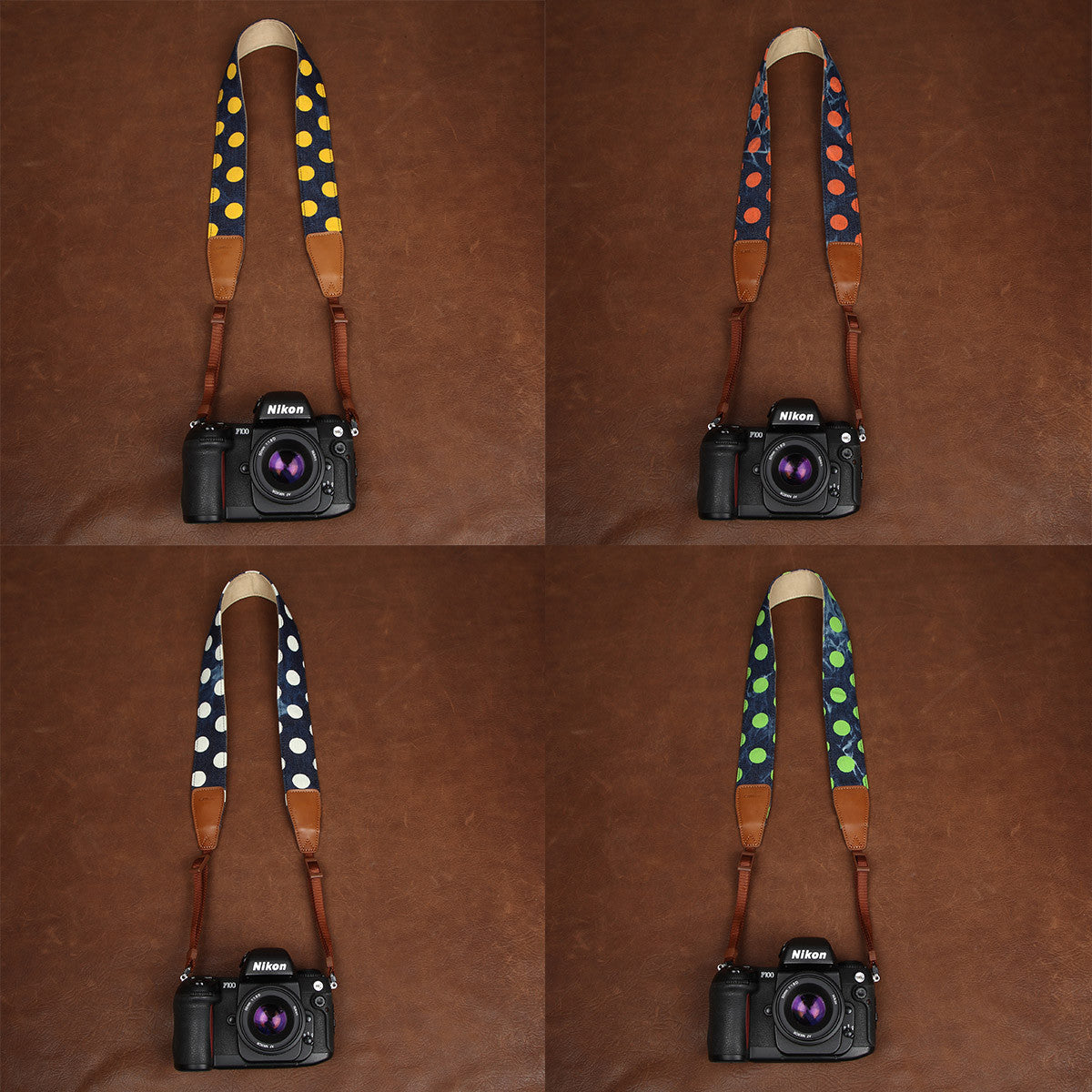 Big Dot DSLR Camera Strap Handmade Leather Camera Strap CS052 - icambag