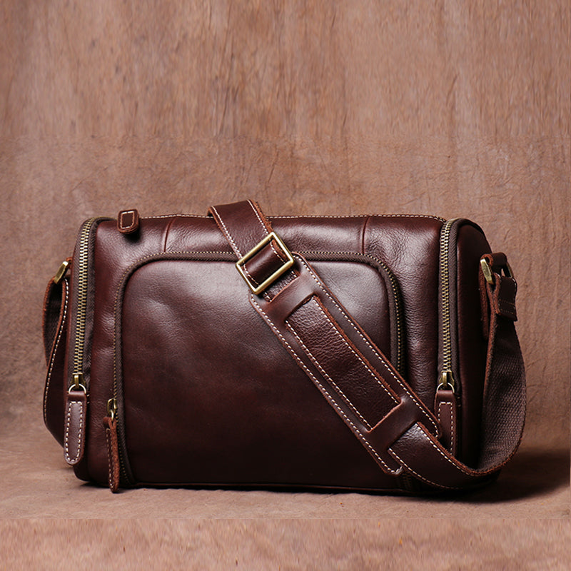 Vintage Crazy Horse Leather bag Original Handmade Postman Bag Leather Cross Body Bag Casual Shoulder Bag Message Bag - icambag