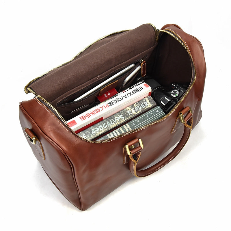 Handcrafted Vintage Mens Leather Traver Duffle Bag,Shoulder Bag For Travel - icambag