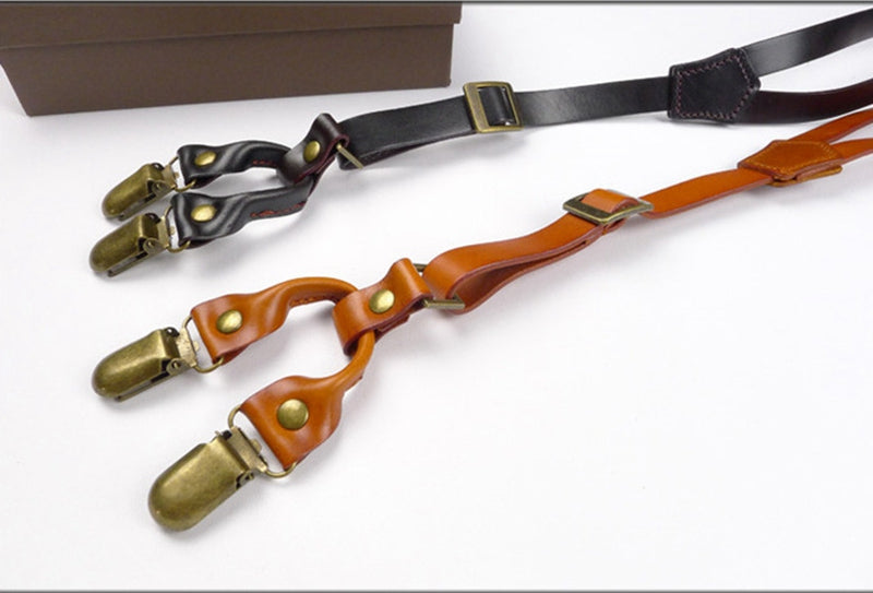 Mens Leather Suspenders,Fashion Suspenders,Birthday Gift - icambag